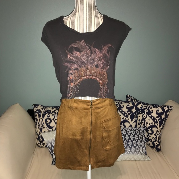 ❤️❤️❤️Forever 21 size small brown suede look Skirt brown - Picture 3 of 8